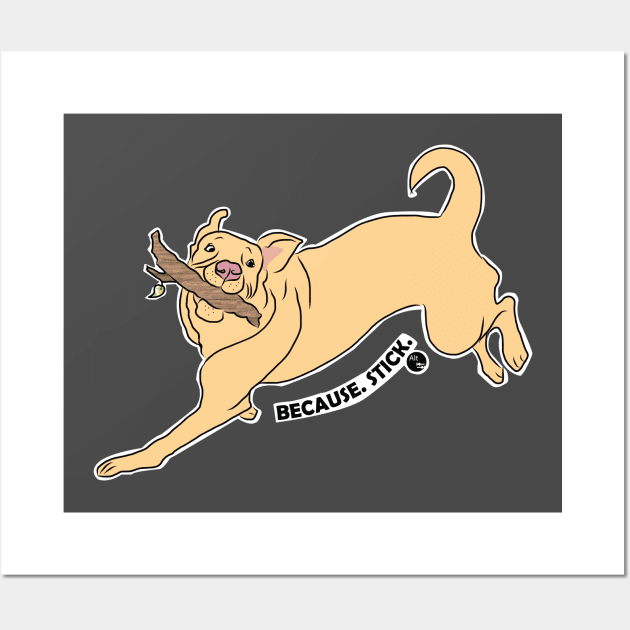 Stick makes Labrador Retriever Happy Wall Art by AltTabStudio